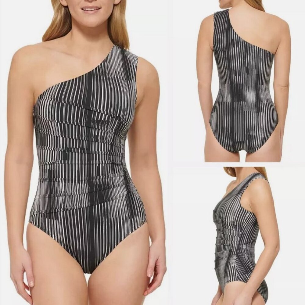 Calvin Klein One-Shoulder Starburst One-Piece Swimsuit